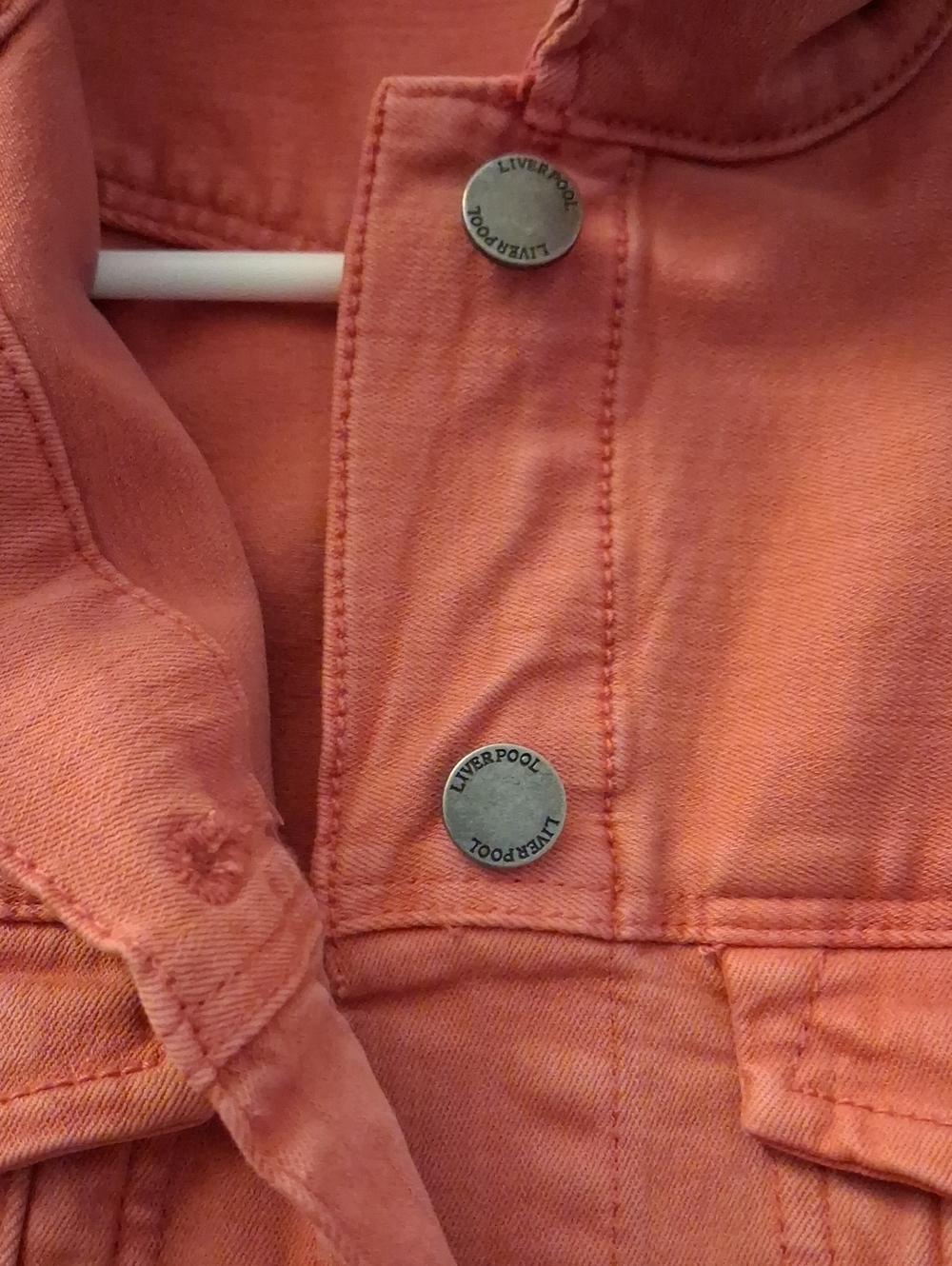 Liverpool Coral Denim Jacket - Women's Button-Front Trucker - Picture 11 of 11